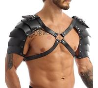 SJTJSPX Armure d'épaule en Cuir PU Médiéval Harnais Corps Poitrine Homme Shoulder Armure Cosplay Guerrier Viking Chevalier LARP Épaulette Réglable Steampunk Gothique Costume Halloween Deguisement