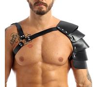 SJTJSPX Armure d'épaule en Cuir PU Médiéval Harnais Corps Poitrine Homme Shoulder Armure Cosplay Guerrier Viking Chevalier LARP Épaulette Réglable Steampunk Gothique Costume Halloween Deguisement