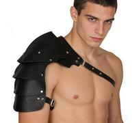 SJTJSPX Armure d'épaule en Cuir PU Médiéval Harnais Corps Poitrine Homme Shoulder Armure Cosplay Guerrier Viking Chevalier LARP Épaulette Réglable Steampunk Gothique Costume Halloween Deguisement