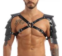 SJTJSPX Armure d'épaule en Cuir PU Médiéval Harnais Corps Poitrine Homme Shoulder Armure Cosplay Guerrier Viking Chevalier LARP Épaulette Réglable Steampunk Gothique Costume Halloween Deguisement