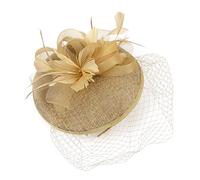 SJTJSPX Bibi Mariage Femme Fille Fascinator Vintage Serre Tête Bandeau Mariée avec Voile et Plumes Couvre-Chef Coiffure Accessoire Elégant Épingle Pince à Cheveux Chapeau Nuptiale Eglise Cocktail