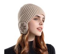 SJTJSPX Bonnet Hiver en Tricoté Polaire avec Cache-Oreilles Bonnet Hommes Femmes Coupe-Vent et Chaud Bonnet de Ski Unisexe Chapeau de Moto Velo Camping Sport Bonnet Cagoule 2 en 1 Casquette