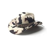 SJTJSPX Chapeau de Cowboy Hommes et Femmess,Chapeau Western Jazz Motif Vaches pour Adultes,Couvre-Chef de Far West Costume Fête à Thème Mariage,Chapeaux de Cowgirl en Feutre,Jazz Hat