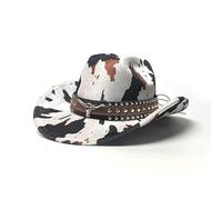 SJTJSPX Chapeau de Cowboy Hommes et Femmess,Chapeau Western Jazz Motif Vaches pour Adultes,Couvre-Chef de Far West Costume Fête à Thème Mariage,Chapeaux de Cowgirl en Feutre,Jazz Hat
