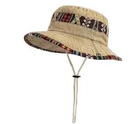 SJTJSPX Chapeau de Pêcheur Homme,Chapeau De Soleil Bord Large Imprimée,Anti UV Chapeaux Bob en Coton Respirant,Chapeaux de Brousse,Safari,Chasse,Camping,Voyage,Plage,Été Casquette Pliable