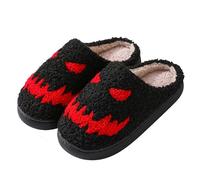 SJTJSPX Chaussons Femme Homme,Pantoufle Forme Halloween Citrouille Chauve-souris,Pantoufles Hiver en Peluche,Slippers Accueil Antidérapant Semelle,Maison Chaude Chaussures Intérieur Extérieur