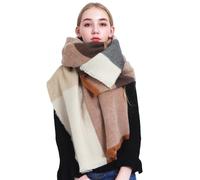 SJTJSPX Écharpe Grand Plaid Femme Foulard Châle pour Automne Hiver Écharpe Longue en Cachemire Imitation Grande Foulard Poncho à Carreaux Vintage Châle Wrap Chaud Cape Souple Étole Scarf