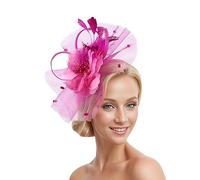 SJTJSPX Fascinator Chapeau de Mariage Femme Chapeau Bibi Elégante Voilette Voile Mariée Bandeau et Clip Dames Day Coiffure Vintage Plume Pince à Cheveux Déguisment Soirée Fête Cocktail Tea Party
