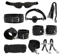 SJTJSPX Kit de Bondage Sexy,Set de Bondage B-D-S-M,Jouets Sexuels pour Couple Adultes,Accessoires Sexuels-Liens de Bondage-Anal Plug-Sm Retenue Poignet-Menottes-Masque Yeux-Sexuels Corps Toy