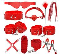 SJTJSPX Kit de Bondage Sexy,Set de Bondage B-D-S-M,Jouets Sexuels pour Couple Adultes,Accessoires Sexuels-Liens de Bondage-Anal Plug-Sm Retenue Poignet-Menottes-Masque Yeux-Sexuels Corps Toy