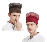 SJTJSPX Lot de 2 Toque de Chef,Bonnet de Cuisinier Élastique,Unisexe Chapeau de Cuisine Non-tissé et Maille,Toques de Cuisinier pour Cuisine,Maison,Restaurant,Usine,Accessoires Cap Cheveux