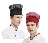 SJTJSPX Lot de 2 Toque de Chef,Bonnet de Cuisinier Élastique,Unisexe Chapeau de Cuisine Non-tissé et Maille,Toques de Cuisinier pour Cuisine,Maison,Restaurant,Usine,Accessoires Cap Cheveux