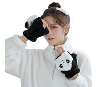 SJTJSPX Mitaines Femmes Gants Convertibles Gants Demi-Doigt avec Couvercle Rabattable Gants en Pleuche Chaud Gants Gloves sans Doigts Hiver Gants à Écran Tactile Hiver Gants de Dactylographie