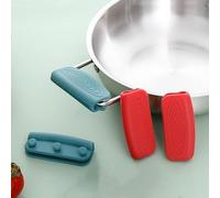 SJTJSPX Poignée de Marmite Silicone Lot de 4 Support de Poignées de Pot Isolée Thermiquement Antidérapante Couvercle de Poignée pour Cocotte Casseroles Poêles Protection de Doigts Contre Chaleur