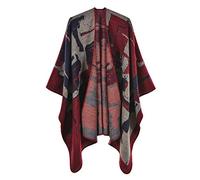 SJTJSPX Poncho Châle Femme Cape Écharpe Elégant Poncho Mexicain Cachemire Manteux Hiver Automne Chaud Ouvert à Carré Foulard Épaissie Douce Couverture Tricot Châle Wraps Réversible Cardigan