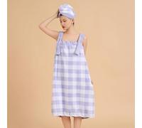 SJTJSPX Serviette de Bain pour Femmes,Peignoir de Bain avec Bonnet Cheveux à Séchage Rapide,Drap de Bains à Bretelles Réglable Boutons,Robes Enveloppant,Jupe Spa Sauna Paréo Plage Piscine