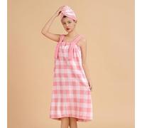 SJTJSPX Serviette de Bain pour Femmes,Peignoir de Bain avec Bonnet Cheveux à Séchage Rapide,Drap de Bains à Bretelles Réglable Boutons,Robes Enveloppant,Jupe Spa Sauna Paréo Plage Piscine