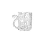 SJTJSPX Tasses à Verre 300ML,Tasse à Café Motif Mignon Chat 3D Relief,Mug Cappuccino avec Poignées,Verres à Expresso Moka,Tasse à Thé Lait Eau,Gobelet en Verre Transparent,Créatif Cadeau