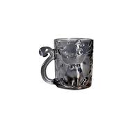 SJTJSPX Tasses à Verre 300ML,Tasse à Café Motif Mignon Chat 3D Relief,Mug Cappuccino avec Poignées,Verres à Expresso Moka,Tasse à Thé Lait Eau,Gobelet en Verre Transparent,Créatif Cadeau