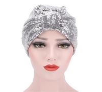 SJTJSPX Turban plissé à paillettes pour femme - Bonnet de nuit en coton - Bonnet de nuit pour perte de cheveux - Printemps et automne - Bonnet de sommeil musulman hijab Inde Afrique - Chapeau chimio
