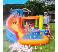 SJUN Chateau Gonflable Enfant，Château Gonflable Applicable À L'intérieur Et À L'extérieur avec Glissière Mur d'escalade, Peut Accueillir 3-5 Enfants, Âge Approprié 3-10 Ans (Water Guns)