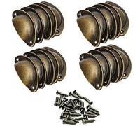 SJUNJIE 20 Pcs Poignée de Coquille Vintage Antique Coquille Fer Poignée de Porte Bouton Tiroir pour Meuble Cuisine Apothicaire Armoire(Laiton)
