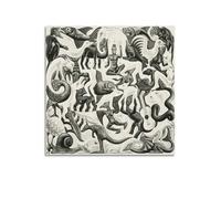 SJWINER M. C. Escher Painter's Work《Plane Filling II》Poster sur toile pour décoration murale moderne pour salon, chambre à coucher, 50 x 50 cm, style sans cadre