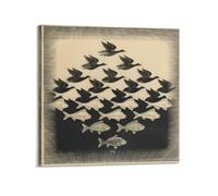 SJWINER M. C. Escher Toile murale moderne avec cadre pour salon, chambre à coucher, 60 x 60 cm