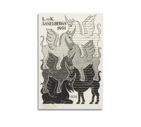 SJWINER M. C. Escher Toile murale sans cadre Motif licornes Décoration murale moderne pour salon, chambre à coucher, 20 x 30 cm