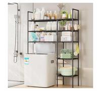 SJWJWOO Etagere Machine a Laver, Meuble De Machine à Laver Facile à Assembler Etagere Machine a Laver pour Toilettes et buanderie,Black-3Tier