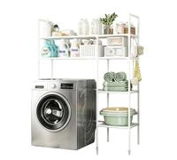 SJWJWOO Etagere Machine a Laver, Support Lave Linge Économie d'espace Etagere Lave Linge pour Toilettes et buanderie,White-2Tier