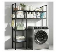 SJWJWOO Meuble Lave Linge, Armoire Machine a Laver Peu encombrant Support Lave Linge pour Salle de Bain, Cuisine, Salon,Black-2Tier