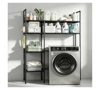 SJWJWOO Meuble Lave Linge, Meuble Machine à Laver Multifonction Armoire Machine a Laver pour Salle de Bain, buanderie,Black-2Tier