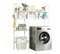 SJWJWOO Meuble Lave Linge, Meuble sur Machine a Laver Économie d'espace Support Lave Linge pour Toilettes et buanderie,White-2Tier