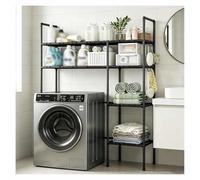 SJWJWOO Meuble Machine à Laver, Armoire Machine a Laver Facile à Assembler étagère Machine à Laver pour Toilettes et buanderie,Black-2Tier