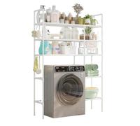 SJWJWOO Meuble Machine a Laver, étagère Machine à Laver Facile à Assembler Armoire Machine a Laver pour Toilettes et buanderie,White-3Tier