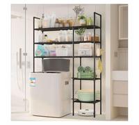 SJWJWOO Meuble Machine a Laver, Meuble Dessus Machine a Laver Facile à Assembler Support Lave Linge pour Salle de Bain, Cuisine, Salon,Black-3Tier