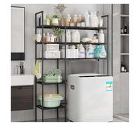 SJWJWOO Meuble Machine a Laver, Meuble Machine a Laver Multifonction Support Lave Linge pour Salle de Bain, buanderie,Black-3Tier