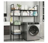 SJWJWOO Meuble Machine à Laver, Meuble pour Machine à Laver Économie d'espace Dessus Machine a Laver pour Salle de Bain, buanderie,Black-2Tier