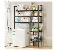 SJWJWOO Meuble Machine a Laver, Meuble sur Machine a Laver Économie d'espace Dessus Machine a Laver pour Toilettes et buanderie,Black-3Tier