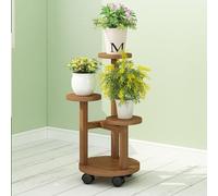 SJXHPLBX Support pour plantes d'intérieur et d'extérieur avec roulettes, 3 niveaux mobiles en bois avec 4 roues, pour plantes, pour salon, balcon, jardin, terrasse