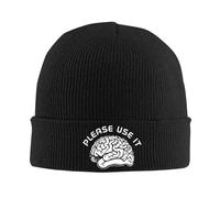 SJXIZEH Casquettes Hommes s’il Vous plaît utilisez-Le Votre Cerveau Tricot Chapeau Bonnets Chapeau d’Hiver Couleur Chaude Casquette Hommes Femmes Cadeaux
