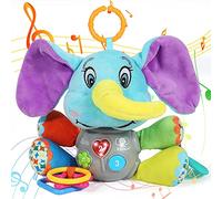 SJYIH Jouets pour Nouveau-né garçon et Fille de 0 à 12 Mois, Jouet Musical en Peluche éléphant Multifonctionnel, Jouet de Dentition, Convient pour Les sièges de Voiture, berceaux et poussettes