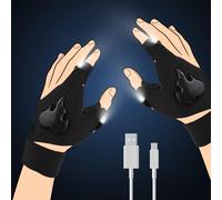Sjzg-1 Paire De Gants De Lampe De Poche Led, Lampes De Poche Rechargeables, Excellent Cadeau Pour Bricoleur, Homme, Femme, Gants Légers Mains Libres Réglables Et Confortables Pour La Pêche, Le Campin