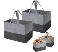 SJZG-2 Pièces Sac Pochette En Mousse, 38X25X25Cm Corbeille En Bois Pliable, Sac À Courses En Mousse, Panier De Courses En Mousse Sacs De Rangement Pour Bois, Journaux - Gris