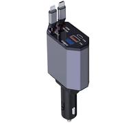 Sjzg-2025 Nouveau Rétractable Chargeur Rapide De Voiture 4 En 1 120w Max Usb C Pd33w&qc3.0 Câbles Doubles 80cm Câble Magique & Rebond Instantané, Pour Iphone 16 15 Pro Max, Ipadsamsung,Google Pixel