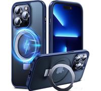 Sjzg-3-En-1 Coque Pour 14 Pro Max Avec Aimant¿¿E Support Anneau Bague, Compatible Avec Magsafe, No.1 Magn¿¿Tique Protection Antichoc Militaire, Silicone Iphone 14 Pro Max Case B¿¿Quille Pied Bleu