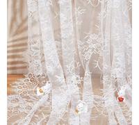 Sjzg-300x150 Cm Blanc Chantilly Dentelle Tissu Français Cils Floral Broderie Vintage Nylon Bord Festonné Garniture Ruban Fleur Bricolage Vêtements Couture Applique