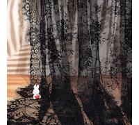 Sjzg-300x150 Cm Noir Chantilly Dentelle Tissu Français Cils Dentelle Vintage Fleur Brodée Bord Festonné Dentelle Garniture Ruban Doux Bricolage Décoratif Vêtements Couture Applique