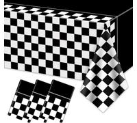 Sjzg-4 Pcs Nappes, Voiture De Course Décorations De Fête D'anniversaire Noir À Carreaux Noir Couverture De Table Chemin De Table Pour Enfant Garçon Anniversaire Voiture De Course À Thème Fête, 220 X